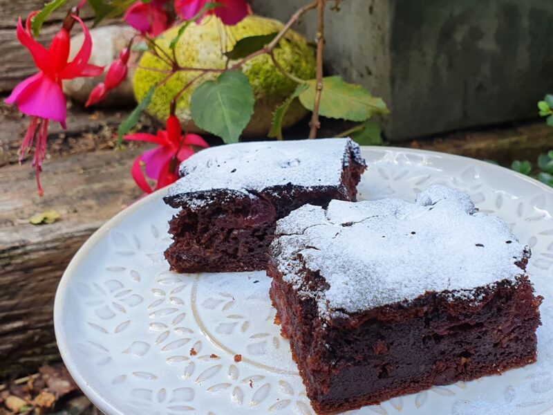 Chocolate and cherry slices