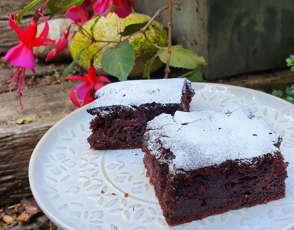 Chocolate and cherry slices