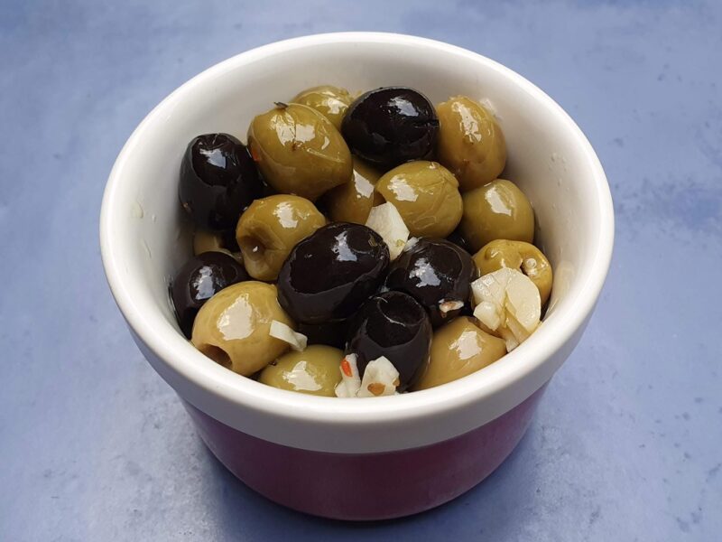 Easy marinated mixed olives