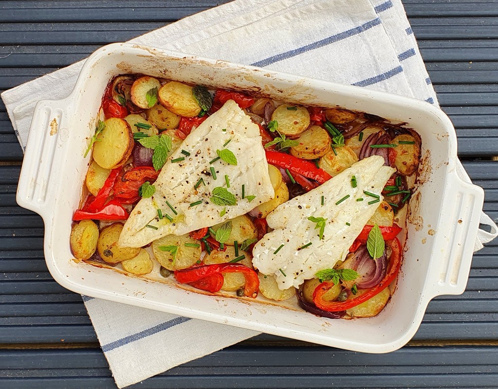 Mediterranean cod traybake