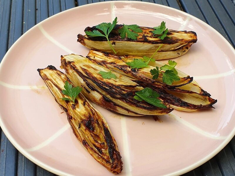 Mustard and honey baked chicory