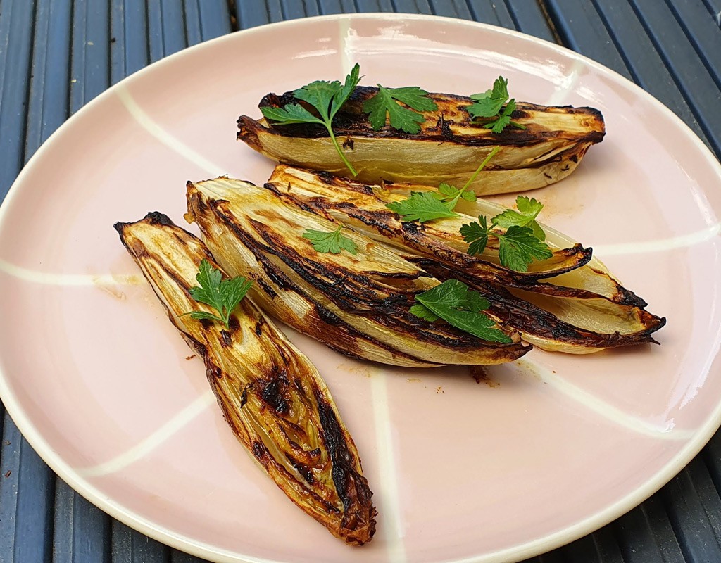 Mustard and honey baked chicory