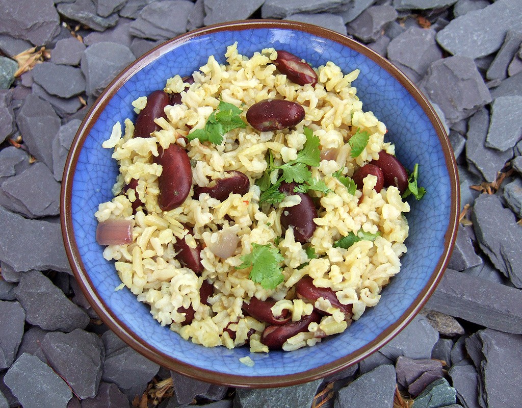 Spiced beans and rice salad