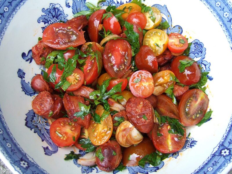 Chorizo and tomato salad