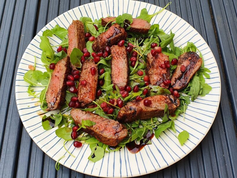 Spiced steak and pomegranate salad