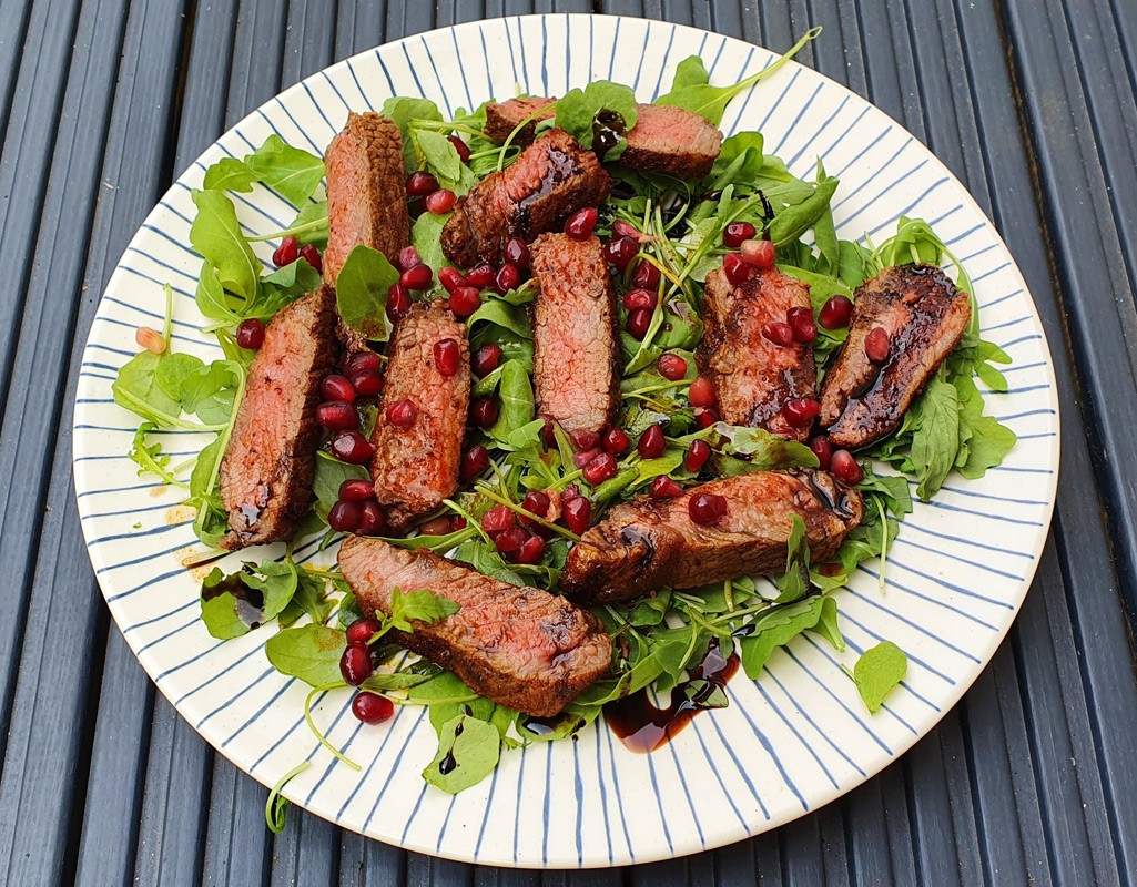 Spiced steak and pomegranate salad