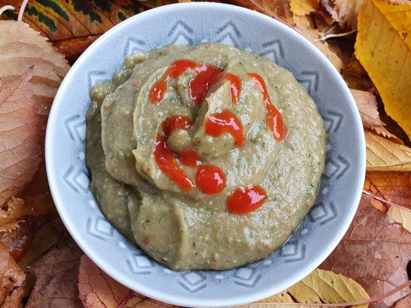 Roasted aubergine and avocado dip