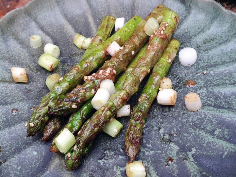 Miso grilled asparagus