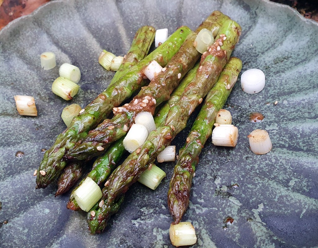 Miso grilled asparagus