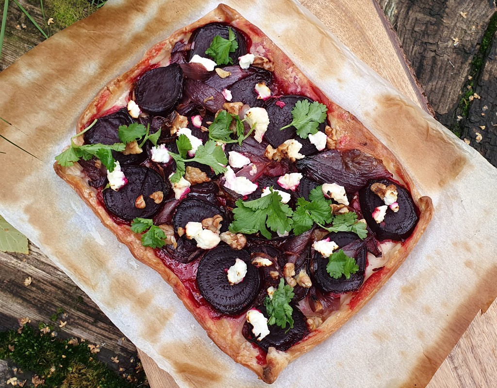 Roasted beetroot and goat’s cheese tart