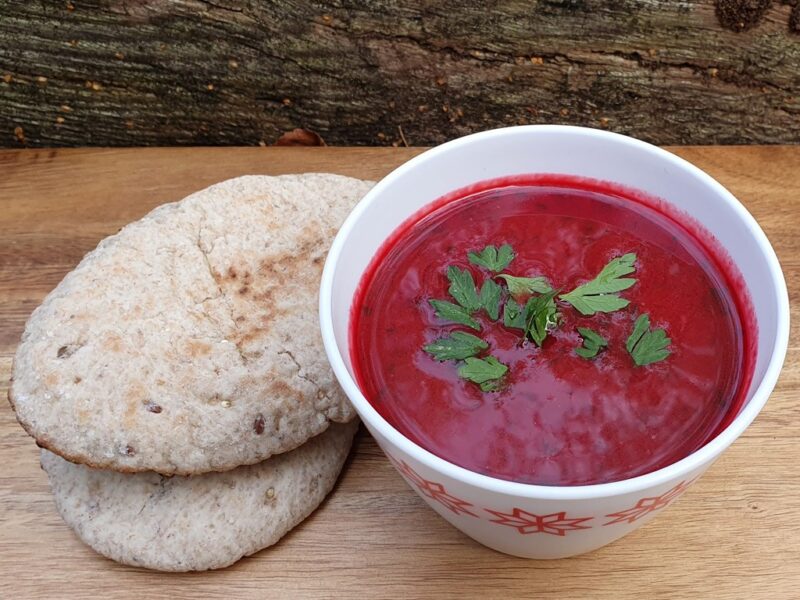 Roasted butternut squash and beetroot soup