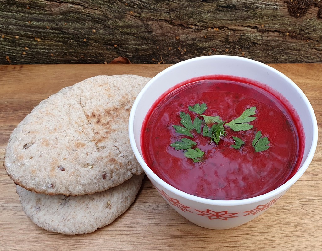 Roasted butternut squash and beetroot soup