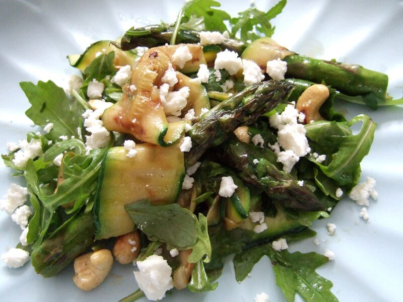 Asparagus and courgette salad with feta