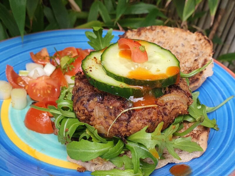 Vegan chipotle black bean burger