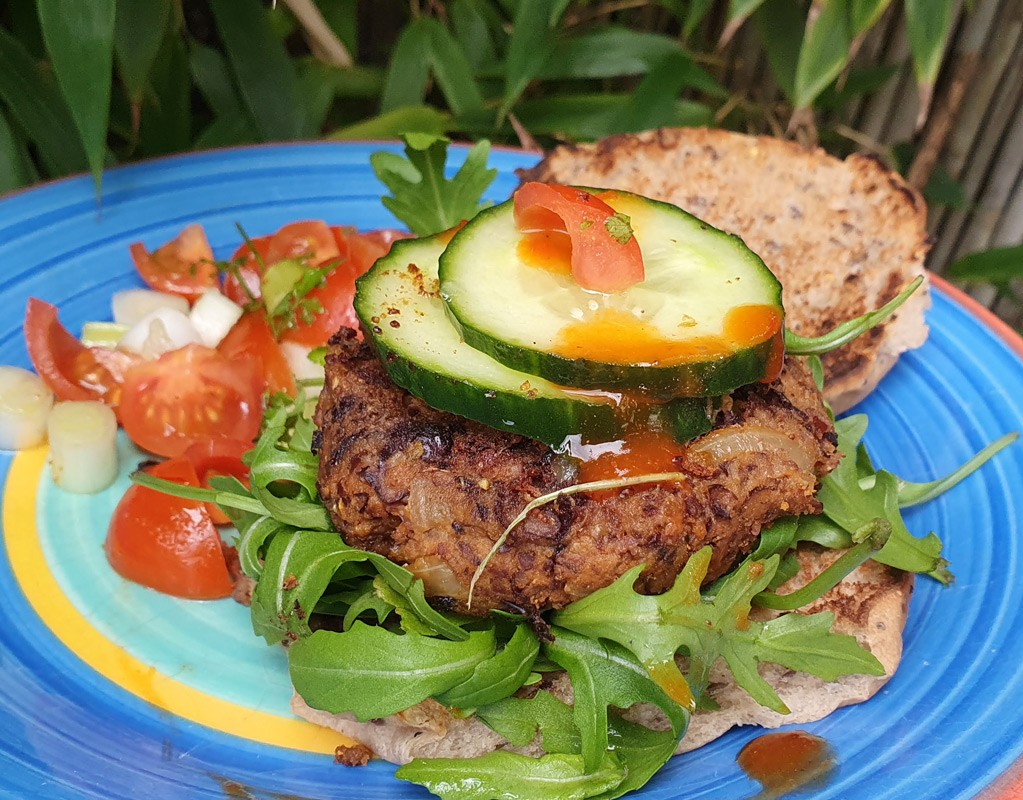 Vegan chipotle black bean burger