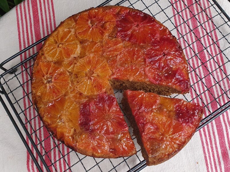 Vegan upside blood orange cake