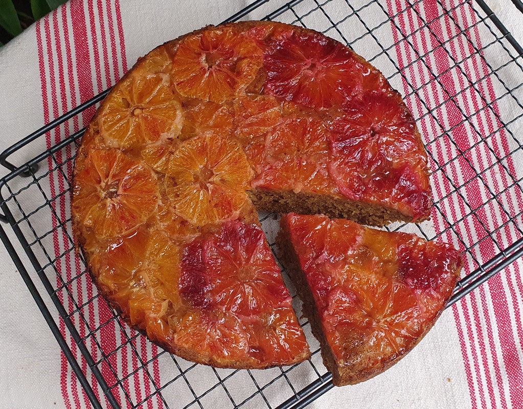 Vegan upside blood orange cake