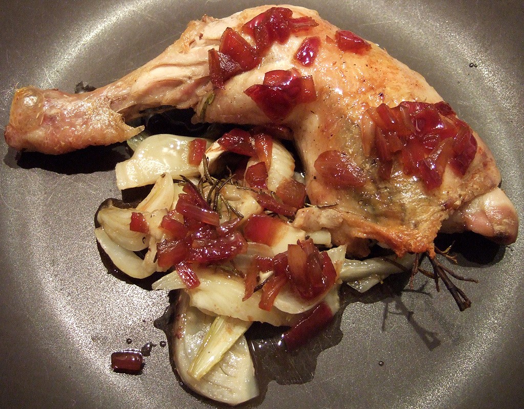 Chicken and fennel bake with sweet and sour sauce