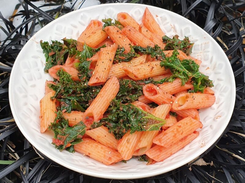 Pasta with roasted vegetable sauce