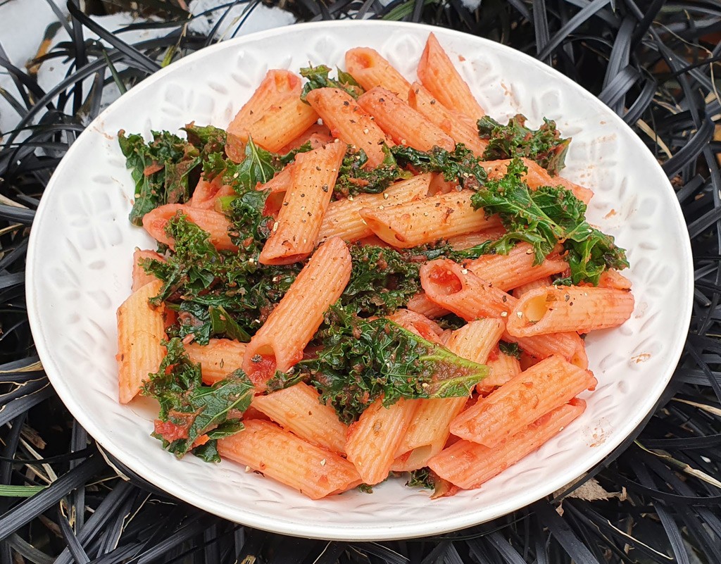 Pasta with roasted vegetable sauce