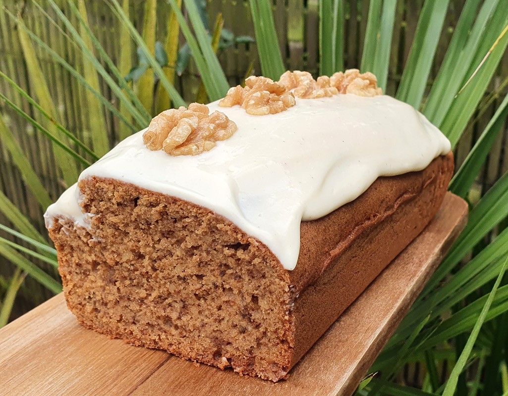 Gluten-free coffee and walnut loaf cake