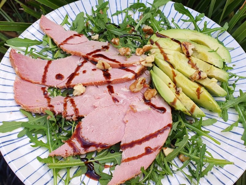 Ham and avocado salad