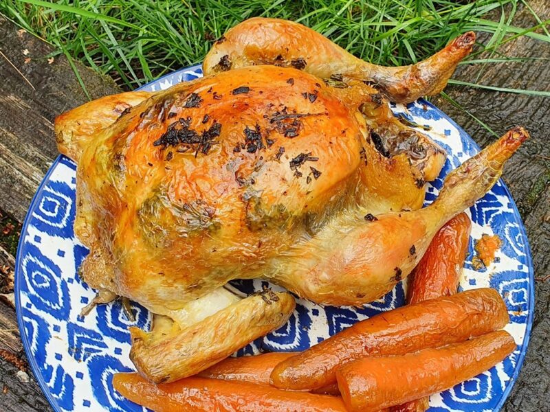 Herby chicken roast with carrots