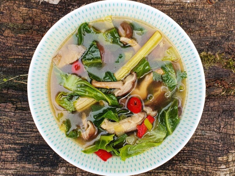 Thai shiitake and cabbage soup