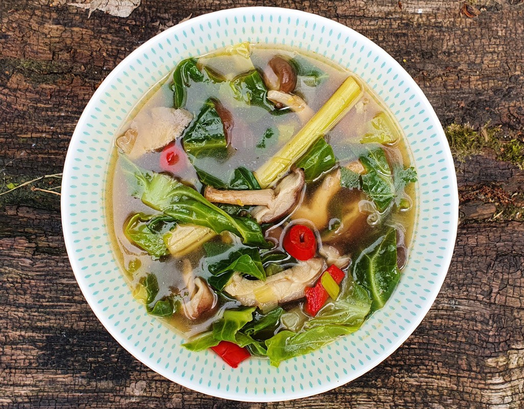 Thai shiitake and cabbage soup