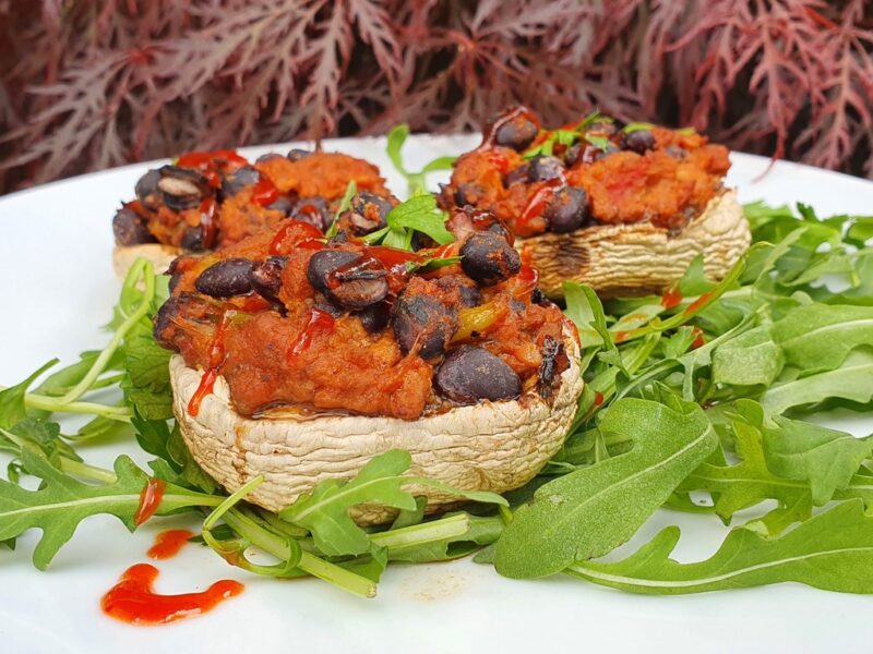 Vegan Mexican-style stuffed mushrooms