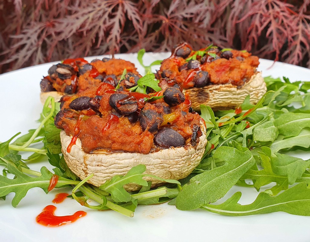 Vegan Mexican-style stuffed mushrooms