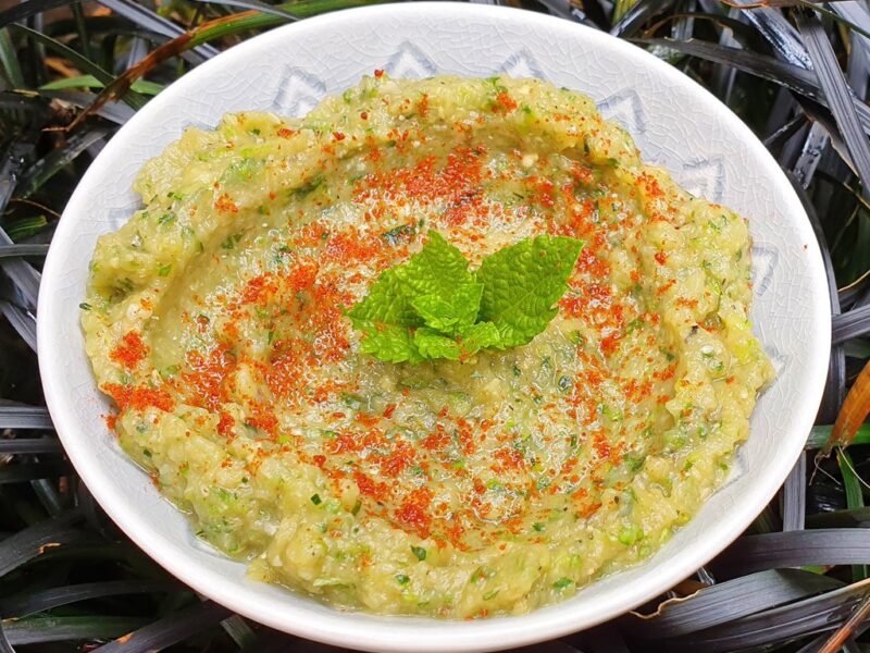 Barbecued aubergine and courgette dip