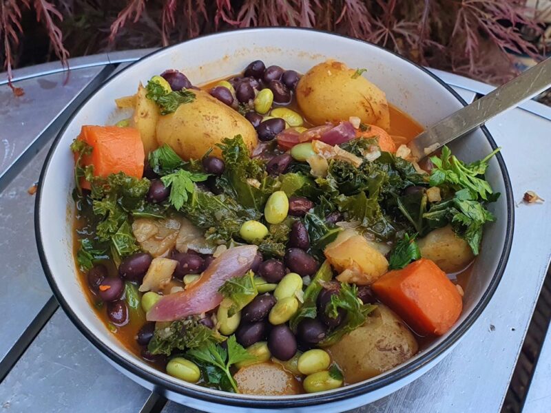 Spiced potato and beans stew