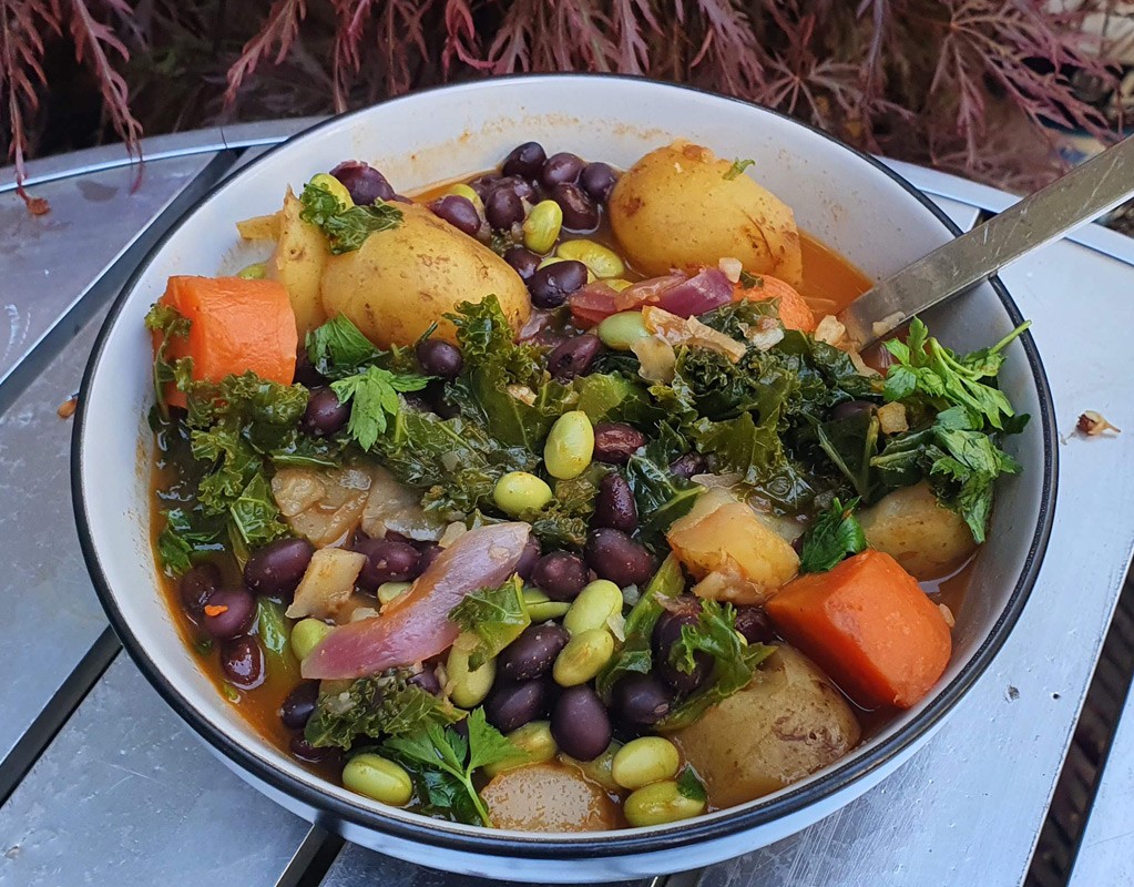 Spiced potato and beans stew