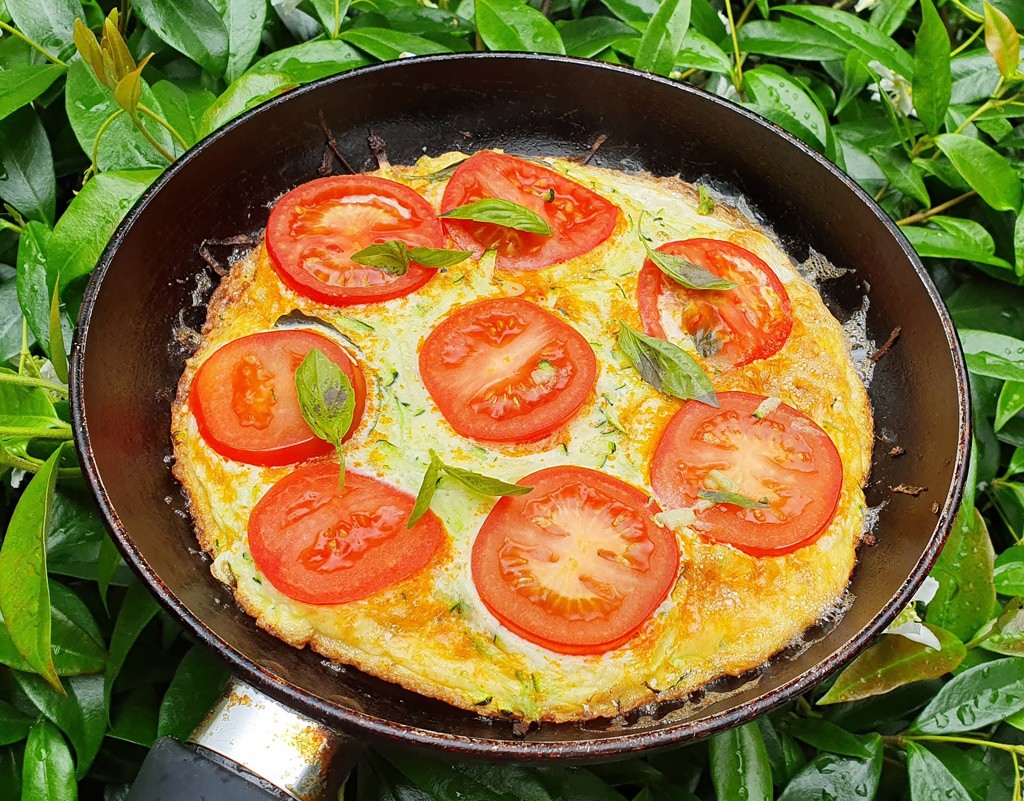 Chorizo frittata with courgette and tomato