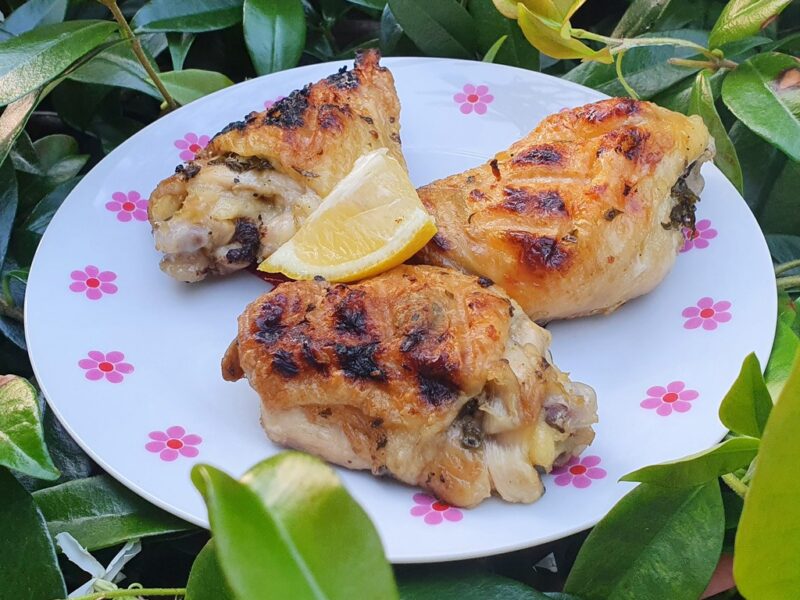 Lemon and basil BBQ chicken thighs