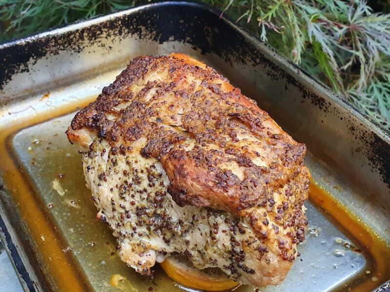 Mustard and lemon loin pork roast