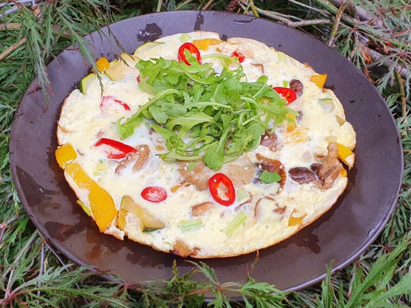 Shiitake and courgette omelette