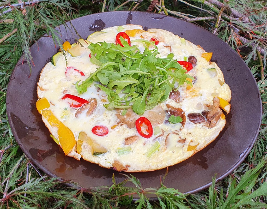 Shiitake and courgette omelette