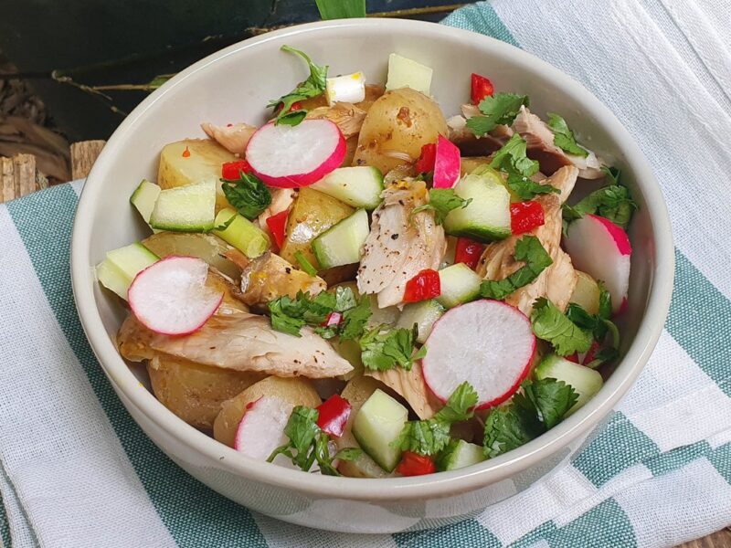 Asian style potato and mackerel salad