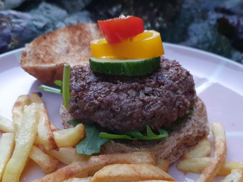 Beef and chicken liver burger