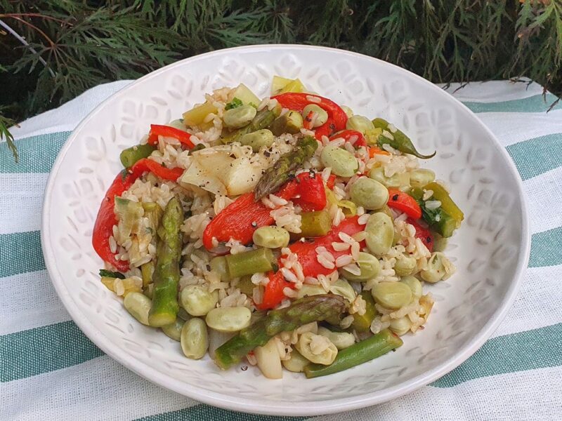 Rice with sautéed vegetables