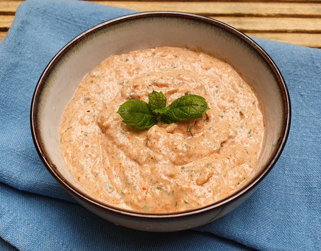 Spiced aubergine raita