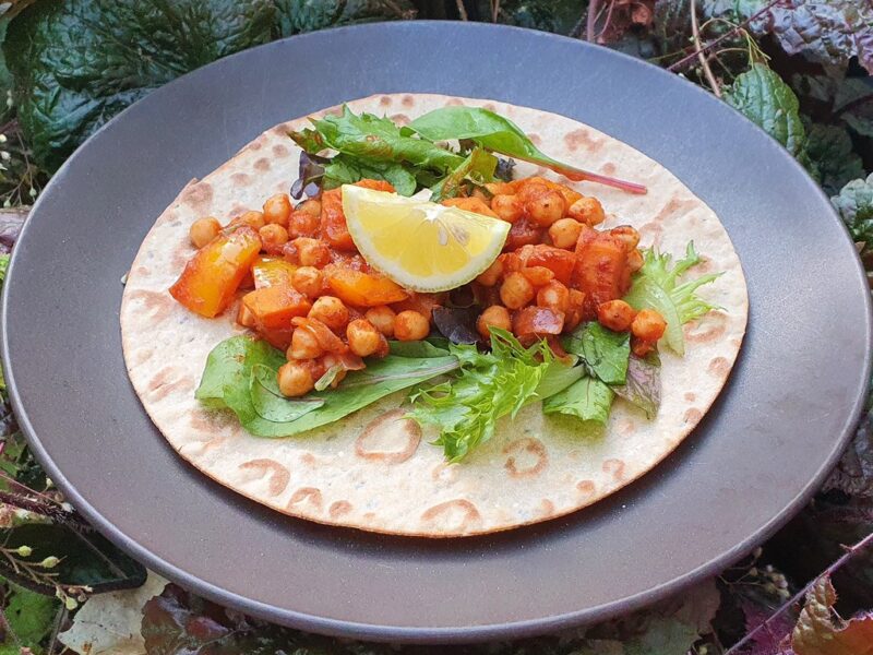 Sweet potato and chickpea burritos