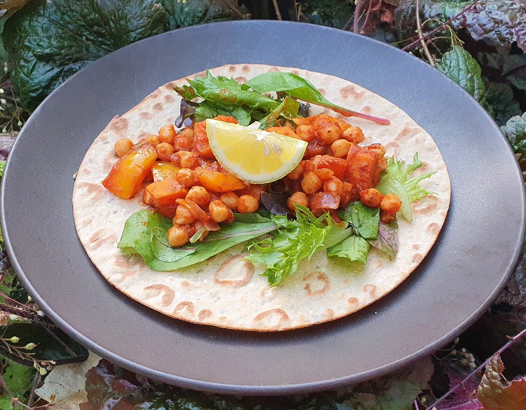 Sweet potato and chickpea burritos