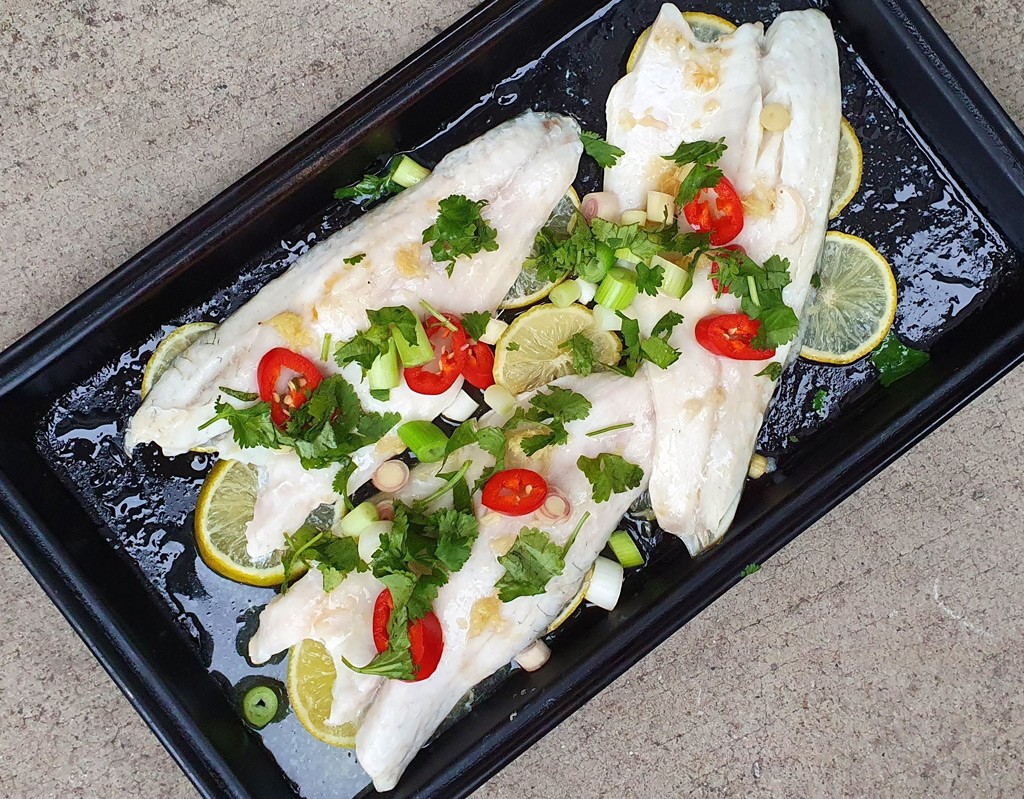 Thai-style baked sea bass fillet