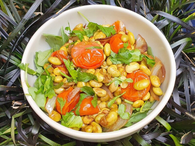 Edamame bean and tomato salad