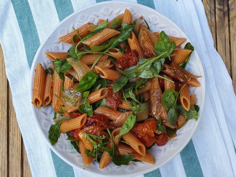 Pasta with three tomato sauce