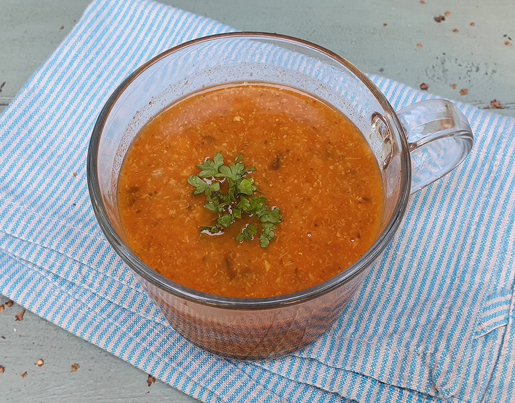 Curried cauliflower, broccoli and chickpea soup