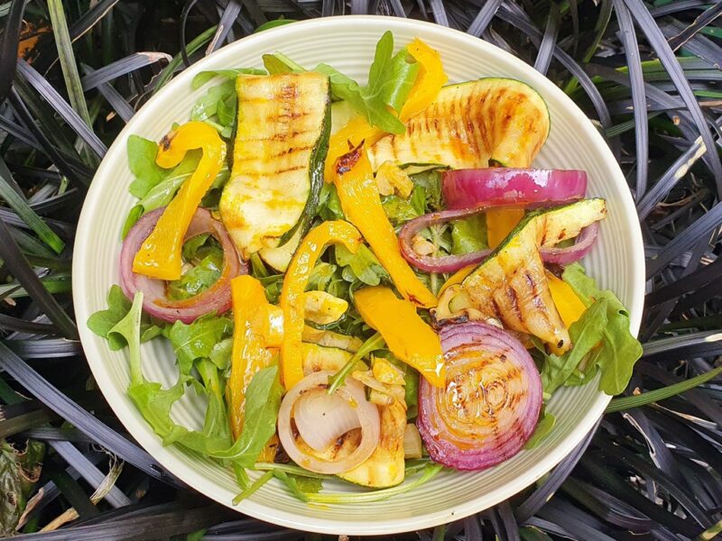 Griddled courgette and pepper salad